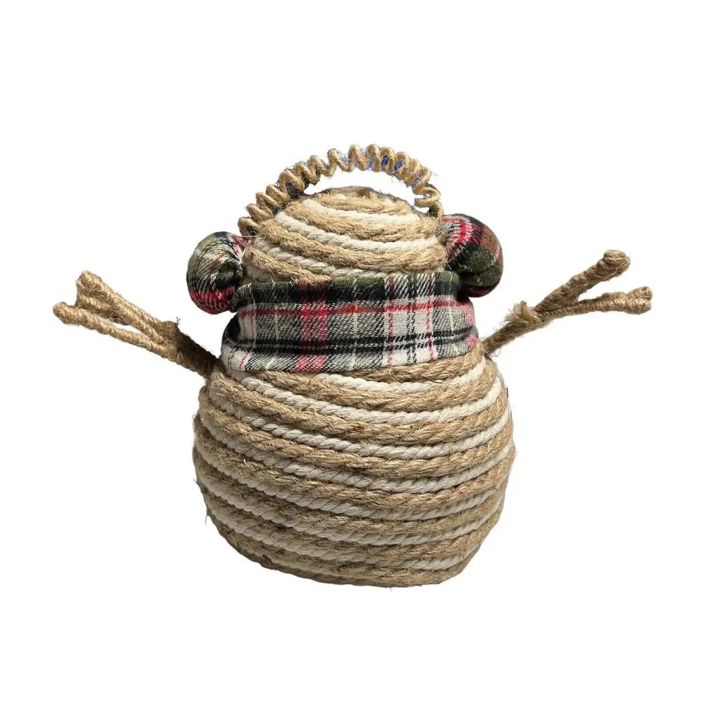 Snowman Twine Rope 7” Tall Stuffed Decorative Winter Christmas Plaid Scarf Snow‎